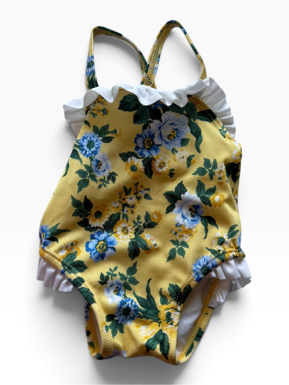 Janie and Jack Yellow Floral Ruffle One-Piece Swimsuit